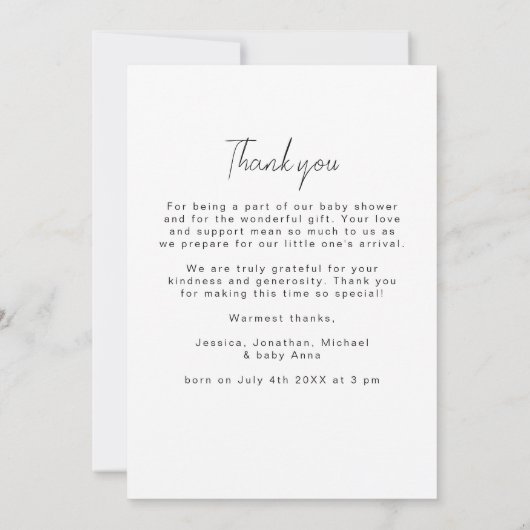 Modern eenvoudig 5 Afbeelding Collage Baby shower Bedankkaart (Achterkant)