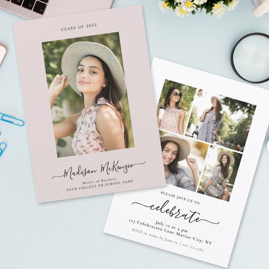 Modern Eenvoudig 5 Foto Kalligrafie Eenvoudige Afs Kaart