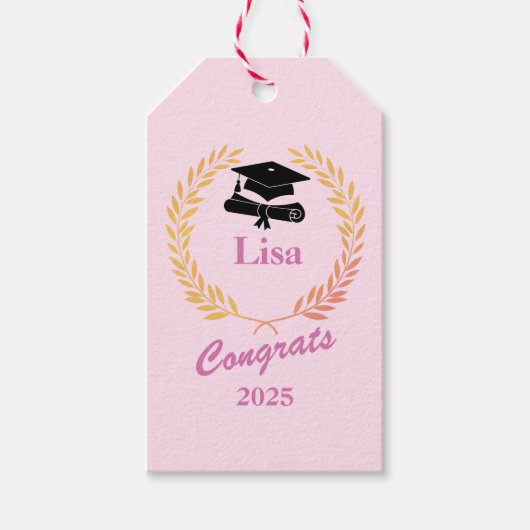 Modern Eenvoudig Aangepast Jaar & Naam Afstudeerfe Cadeaulabel (Voorkant)