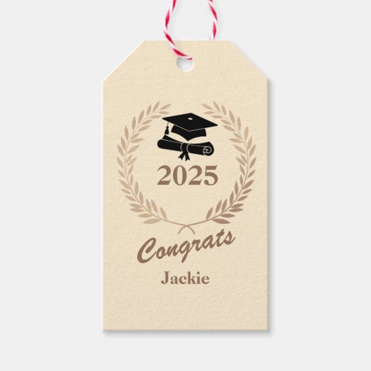 Modern Eenvoudig Aangepast Jaar & Naam Afstudeerfe Cadeaulabel (Voorkant)