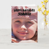 MODERN EENVOUDIG AANGEPASTE FOTO VERJAARDAG WENSKA KAART (Gele Bloem)