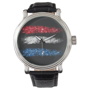 *~* Modern Eenvoudig Abstract Amerikaans Vlag USA Horloge