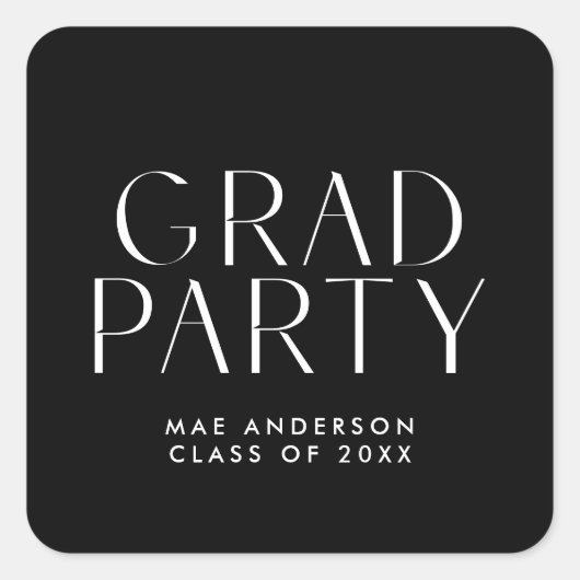 Modern Eenvoudig Afstudeerder Party Envelope Seal Vierkante Sticker (Voorkant)