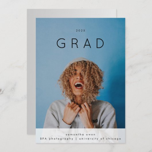 Modern eenvoudig AFSTUDEERDER | Universiteit van C Aankondiging (Voorkant / Achterkant)