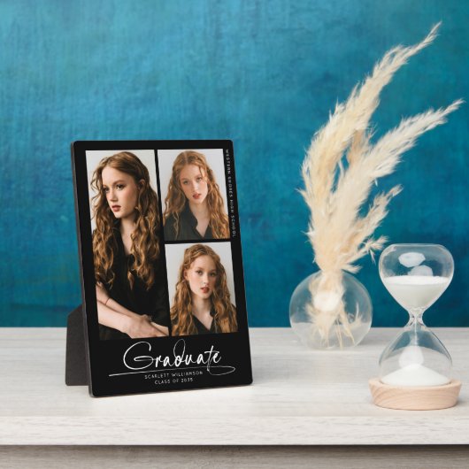 Modern eenvoudig Afstuderen 3-fotocollagescript Fotoplaat (Zijkant)