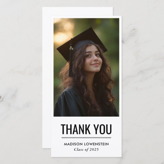 Modern eenvoudig Afstuderen Dank u Bedankkaart (Voorkant / Achterkant)