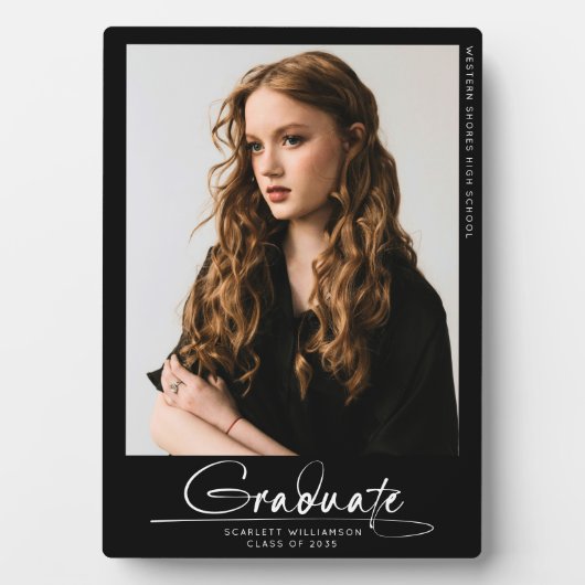 Modern eenvoudig Afstuderen fotohandgeschreven scr Fotoplaat (voorkant)