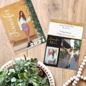 Modern Eenvoudig Afstuderen Fotonaam Zwart Goud Kaart