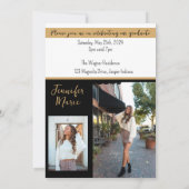 Modern Eenvoudig Afstuderen Fotonaam Zwart Goud Kaart (Achterkant)