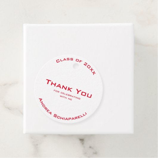 Modern eenvoudig Afstuderen rood dank u Bedankjes Labels (In situ)
