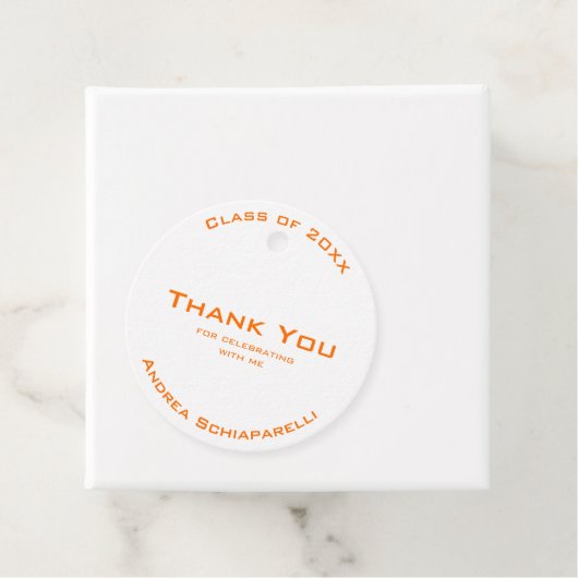 Modern eenvoudig Afstuderen Sinaasappel dank u Bedankjes Labels (In situ)