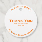 Modern eenvoudig Afstuderen Sinaasappel dank u Bedankjes Labels (Voorkant)