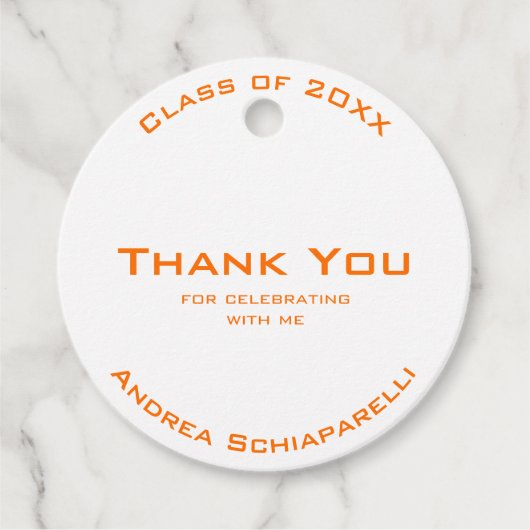 Modern eenvoudig Afstuderen Sinaasappel dank u Bedankjes Labels (Voorkant)