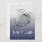 Modern Eenvoudig Baby Boy aankondiging Fotoscript (Voorkant)