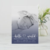 Modern Eenvoudig Baby Boy aankondiging Fotoscript (Staand voorkant)