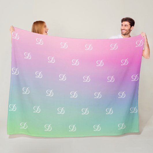 Modern eenvoudig baby roze monogram initiaal fleece deken (In situ)