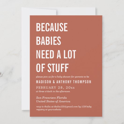 Modern eenvoudig Baby shower met neutrale woestijn Kaart (Voorkant)