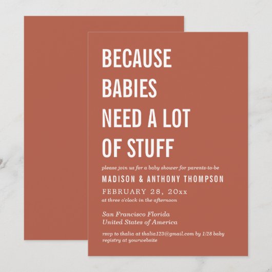 Modern eenvoudig Baby shower met neutrale woestijn Kaart (Voorkant / Achterkant)