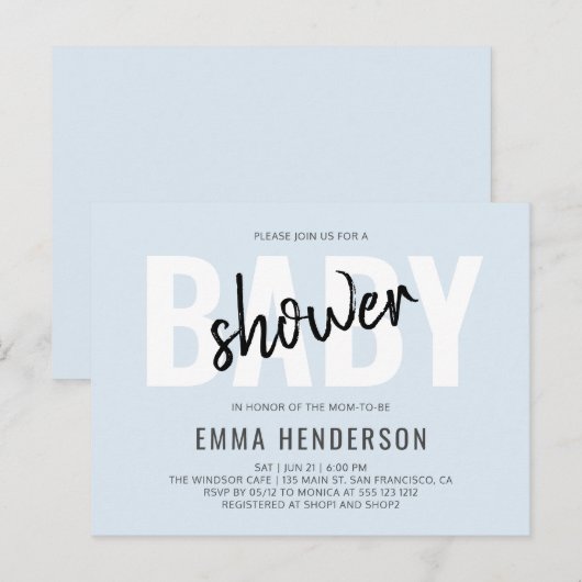 Modern eenvoudig Baby shower Uitnodiging Briefkaart (Voorkant / Achterkant)