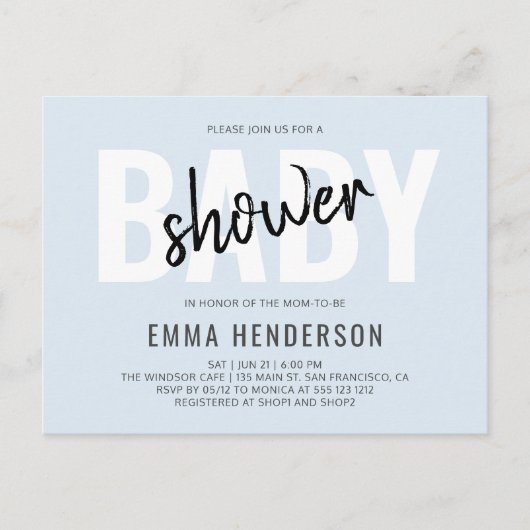 Modern eenvoudig Baby shower Uitnodiging Briefkaart (Voorkant)