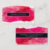 MODERN EENVOUDIG BADGE stijlvolle waterverf rood Visitekaartje (Voorkant / Achterkant)