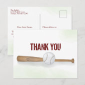 Modern Eenvoudig Baseball Bedankt Waterverf Briefkaart (Voorkant / Achterkant)