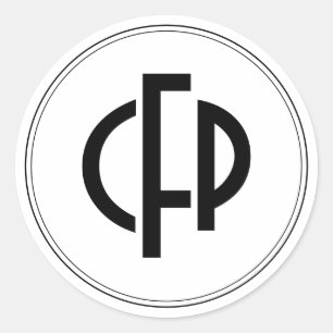 Modern Eenvoudig Basic Chic Zwart Monogram Initial Ronde Sticker