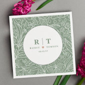 Modern Eenvoudig Basis Groen Bloem Stijlvolle Trou Servet