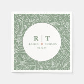 Modern Eenvoudig Basis Groen Bloem Stijlvolle Trou Servet (Voorkant)