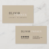 Modern eenvoudig beige minimalistisch Visitekaartj Visitekaartje (Voorkant / Achterkant)