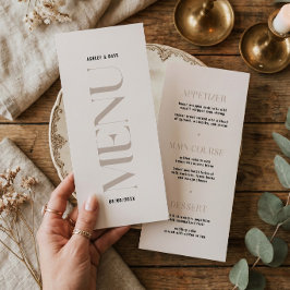 Modern Eenvoudig Beige Rand Bruiloftsmenu Menu