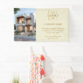 Modern Eenvoudig Beige Zakelijk Logo Professioneel Spandoek (Insitu)