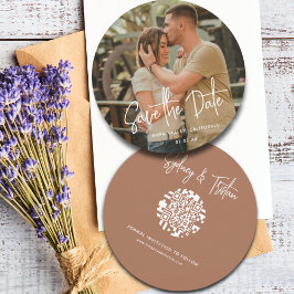 Modern Eenvoudig Bewaar de Datum Foto Overlay Brui Kaart