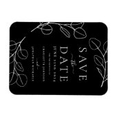 Modern Eenvoudig Blad Zwart Bruiloft Save the Date Magneet (Horizontaal)