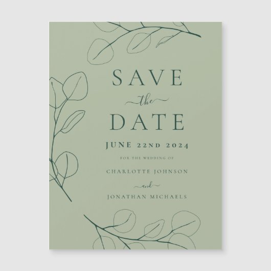 Modern Eenvoudig Bladerdek Sage Groene Bruiloft (Voorkant)