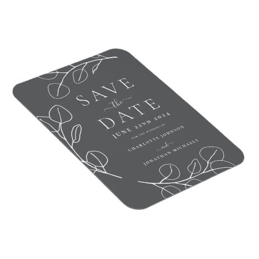 Modern Eenvoudig Bladgroen Bruiloft Magneet (Rechterzijde)