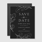 Modern Eenvoudig Bladgroen Zwart-Wit Huwelijk (Voorkant / Achterkant)