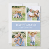 Modern Eenvoudig Blauw 4 Familie Foto Gelukkig Pas Feestdagenkaart (Voorkant)