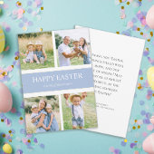 Modern Eenvoudig Blauw 4 Familie Foto Gelukkig Pas Feestdagenkaart