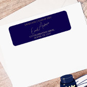 Modern eenvoudig blauw Afstuderen retouradres labe Etiket