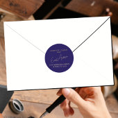 Modern eenvoudig blauw Afstuderen retouradres zege Ronde Sticker