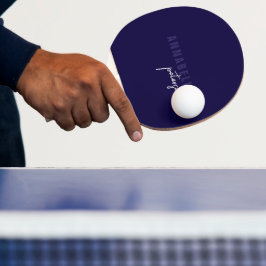 Modern eenvoudig blauw en wit minimalistisch scrip tafeltennisbatje
