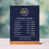 Modern eenvoudig blauw | Openingstijden Business L Acryl Bord (Neutraal)