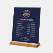 Modern eenvoudig blauw | Openingstijden Business L Acryl Bord (Hoek)