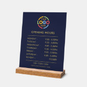 Modern eenvoudig blauw | Openingstijden Business L Acryl Bord (Hoek)