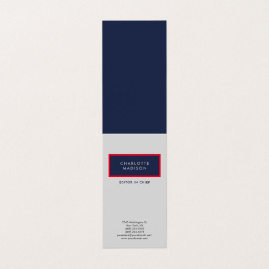Modern Eenvoudig Blauw Rood Grijs Minimalistisch V Visitekaartje (Buitenkant ongevouwen)