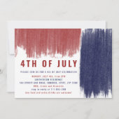 Modern eenvoudig blauw rood penseelstreken 4th of  kaart (Voorkant)