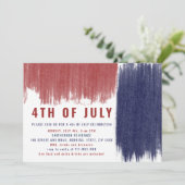 Modern eenvoudig blauw rood penseelstreken 4th of  kaart (Staand voorkant)
