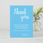Modern eenvoudig blauw typografie Baby shower Bedankkaart (Staand voorkant)
