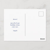 Modern Eenvoudig Blauw Waterverf Gelukkig Verjaard Briefkaart (Achterkant)